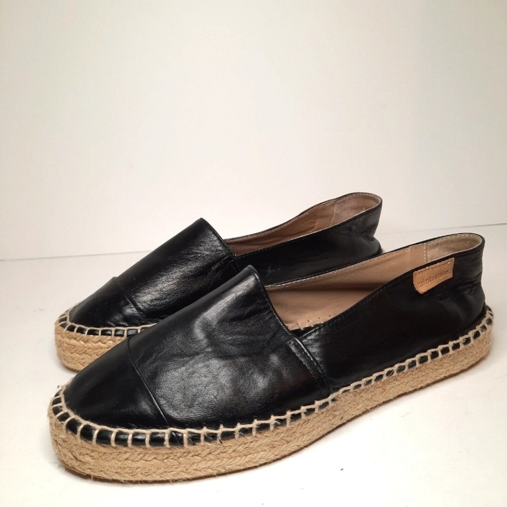 Mint & Rose Flats Womens Sz 40  9.5 Black Espadrille Slip On Shoes Loafers Spain